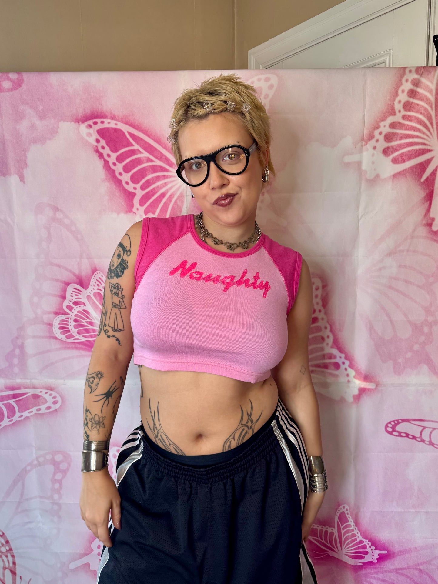 Y2K Naughty Graphic Crop Top