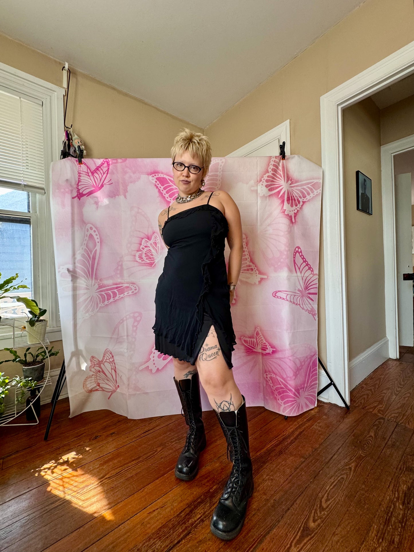 Y2K Betsey Johnson Silk Lettuce Hem Dress