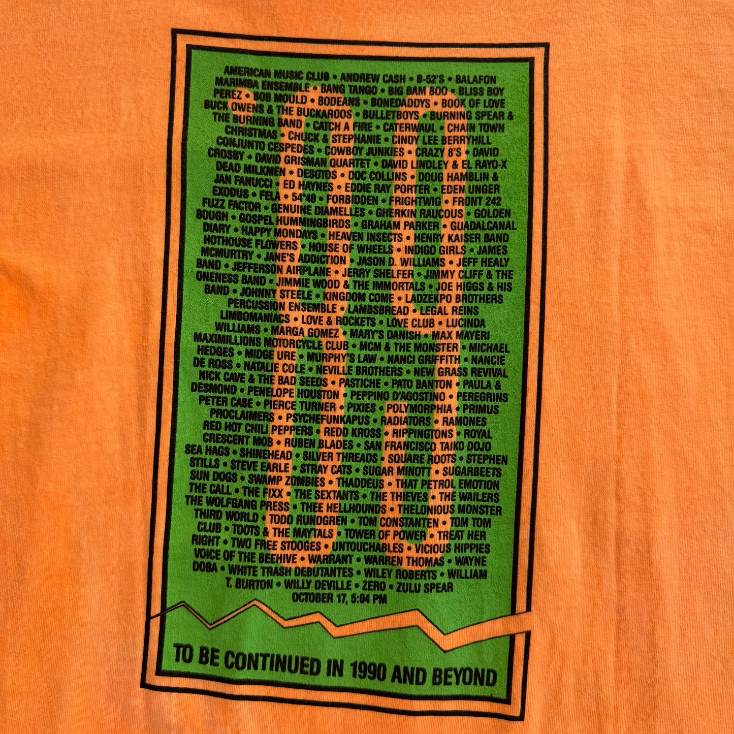 1989 The Fillmore West S.F. Commemorative T-Shirt Loma Prieta Earthquake