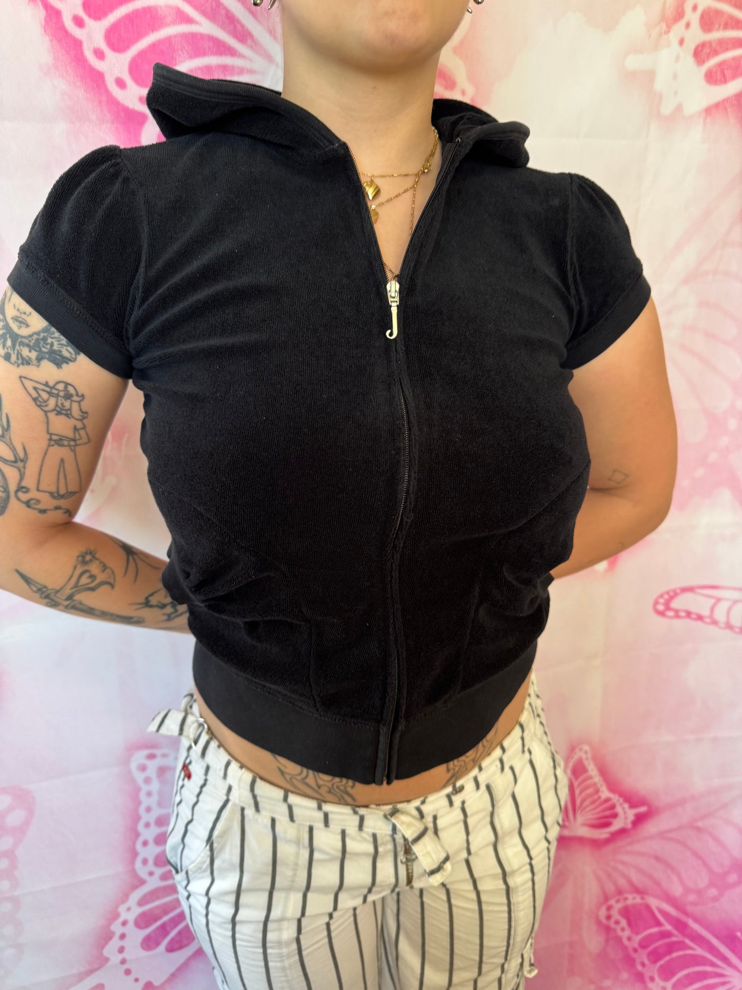 2010s Juicy Couture Terrycloth Zip Up Hoodie