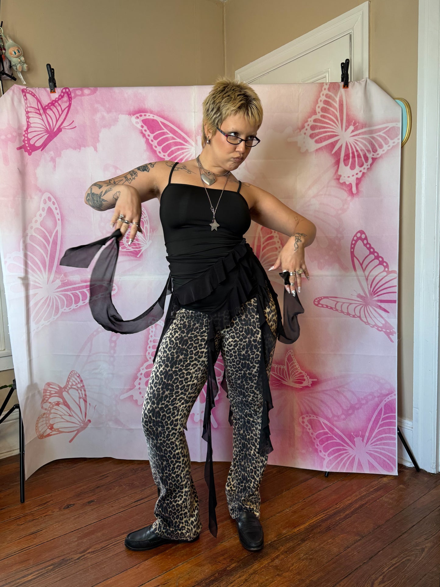 Y2K Chiffon Tentacle Cami/ Mini Dress