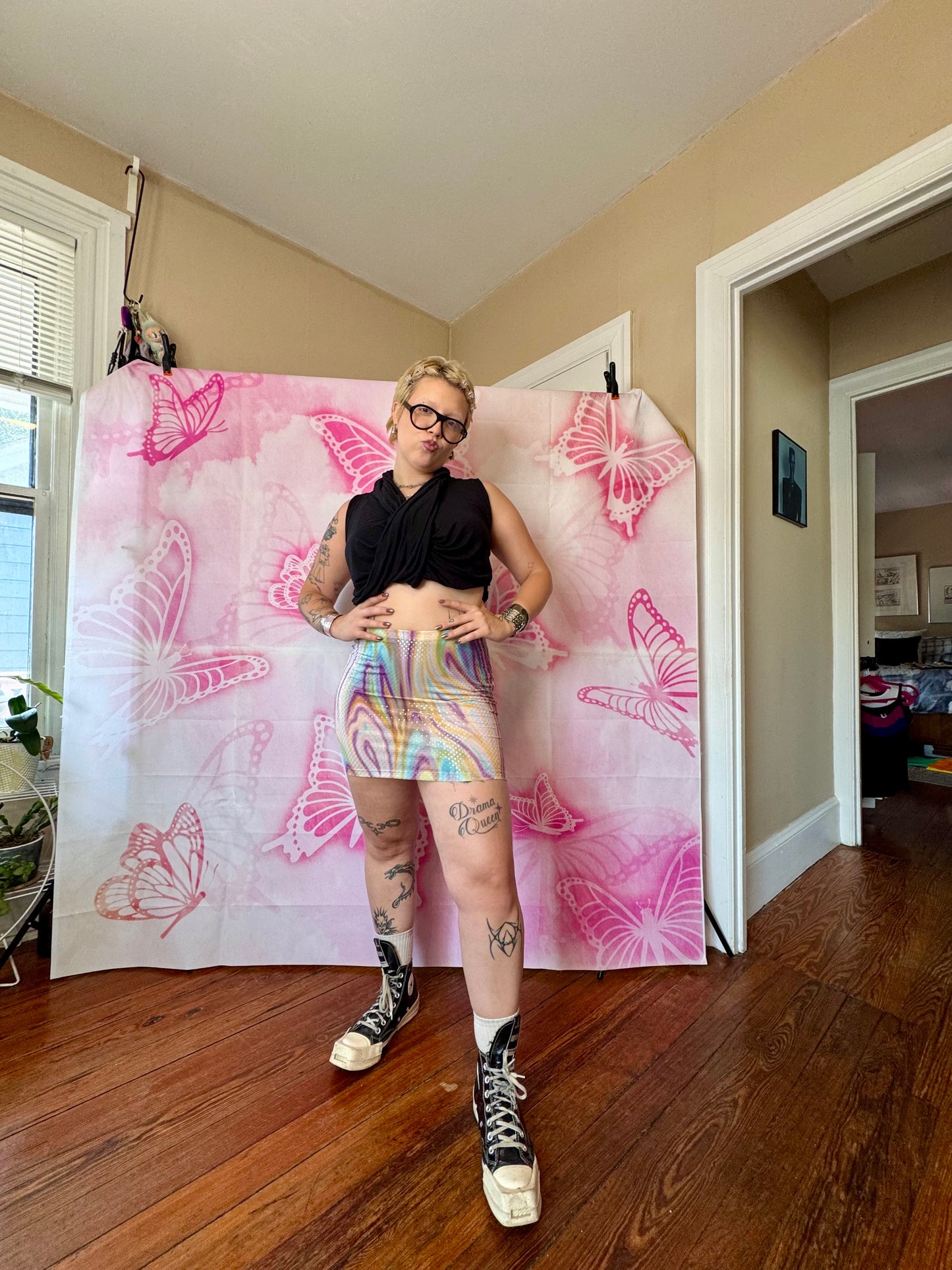 Y2K Pastel Swirl Mini Skirt