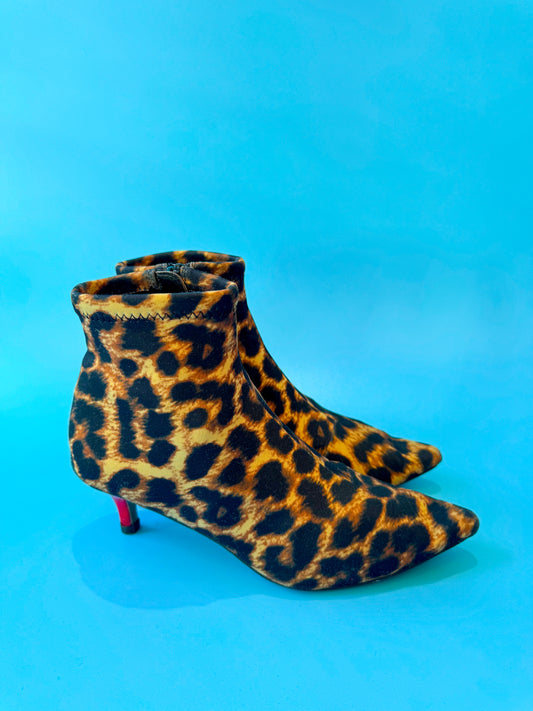 Y2K Betsey Johnson Leopard Sock Boots