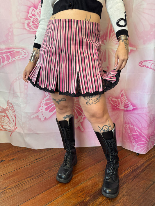 Y2K Betsey Johnson Stripped Mini Skirt