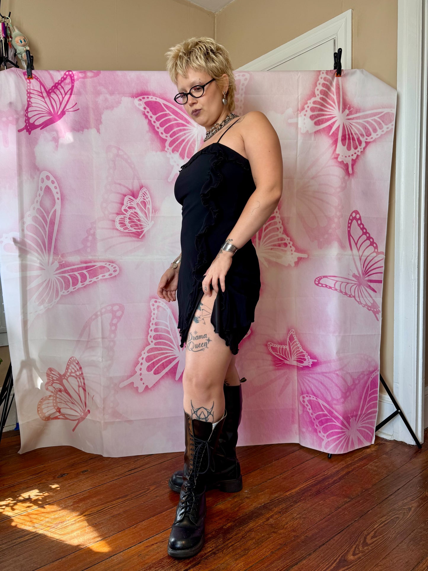 Y2K Betsey Johnson Silk Lettuce Hem Dress