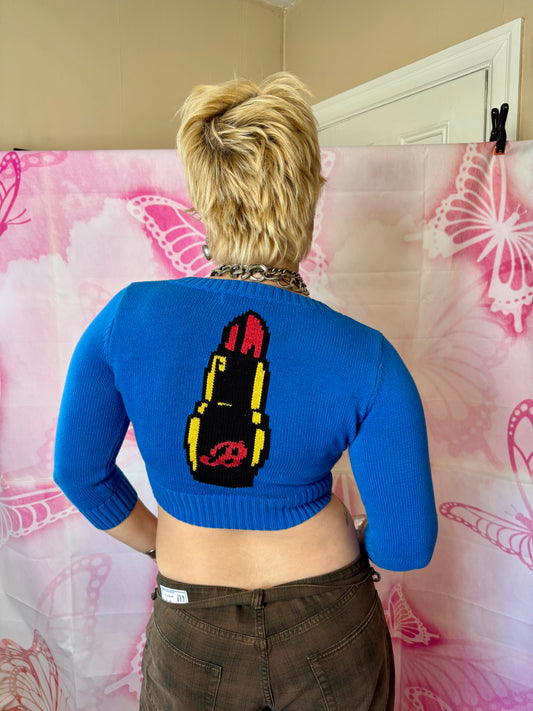 2010 Betsey Johnson Lipstick Cropped Cardigan