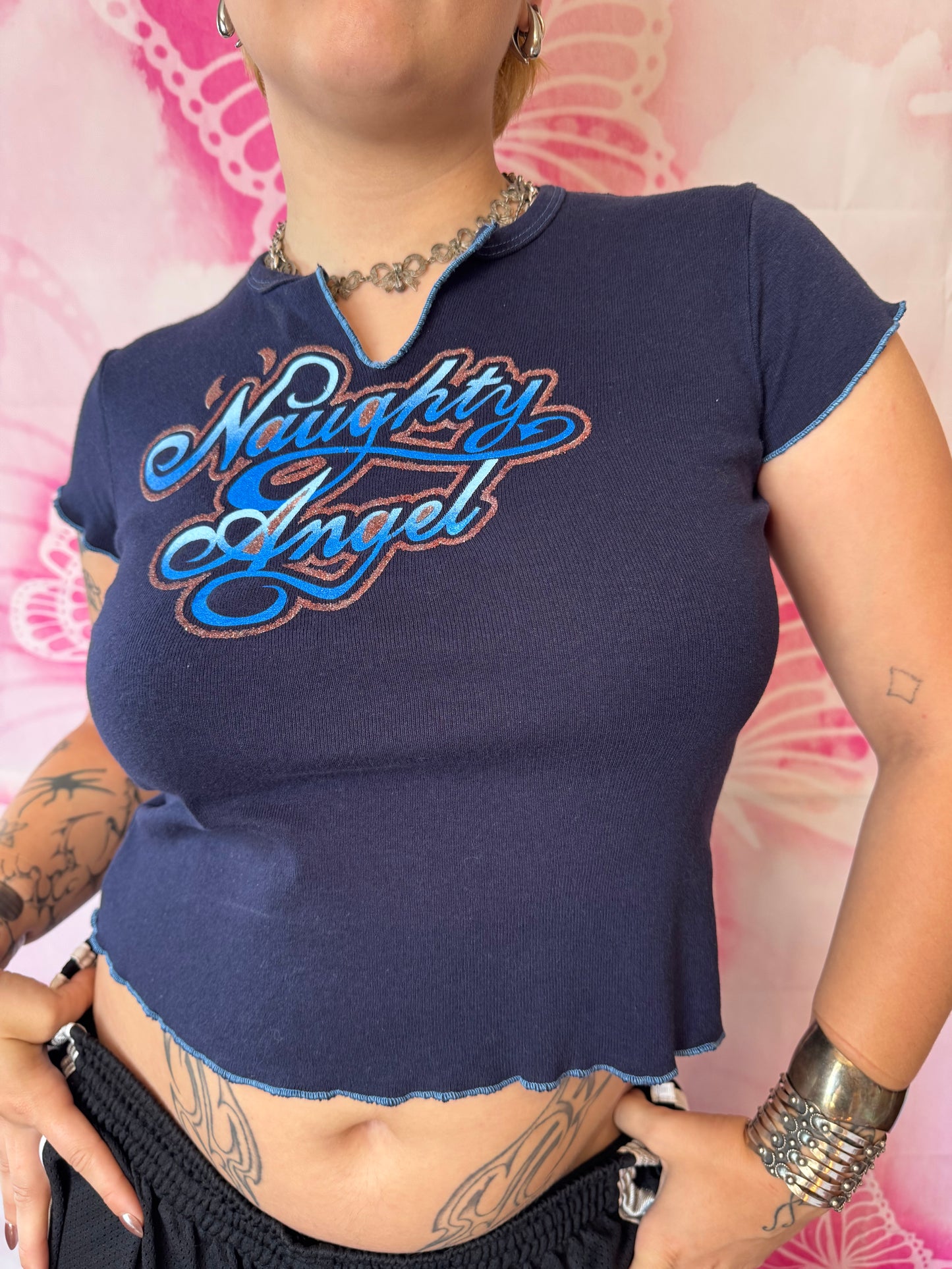 Y2K Naughty Angel Graphic Baby Tee