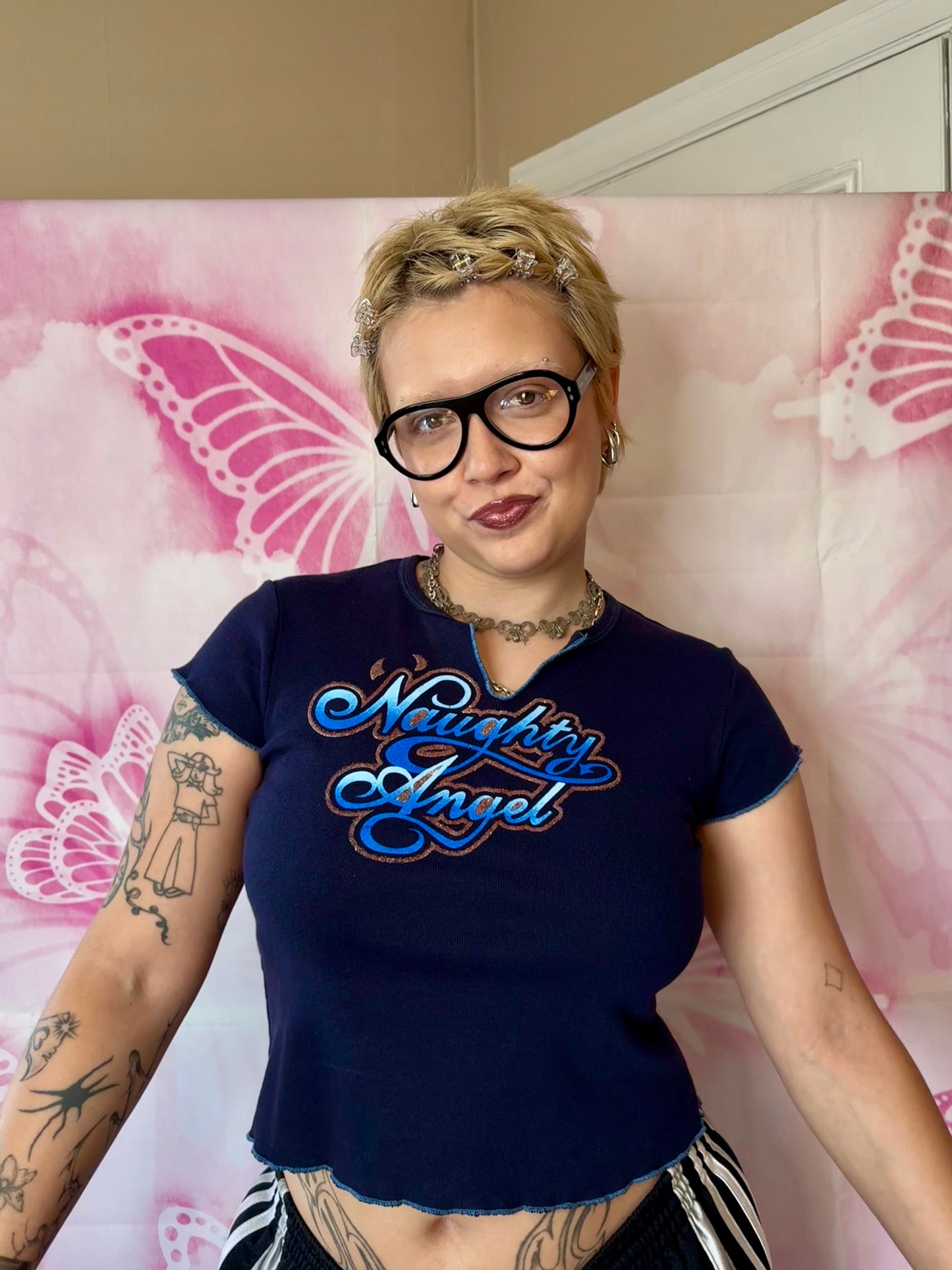 Y2K Naughty Angel Graphic Baby Tee