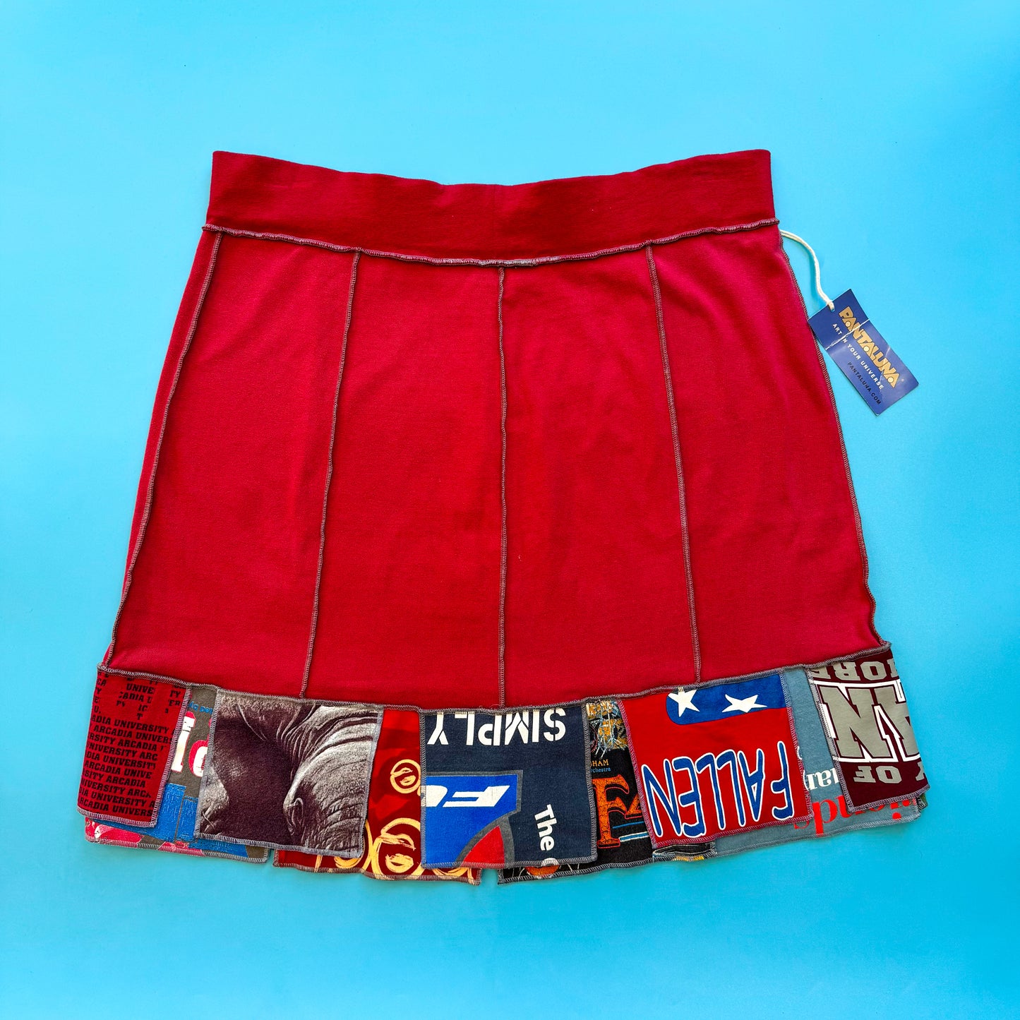 Deadstock Pantaluna Upcycled T-Shirt Skirt in XL