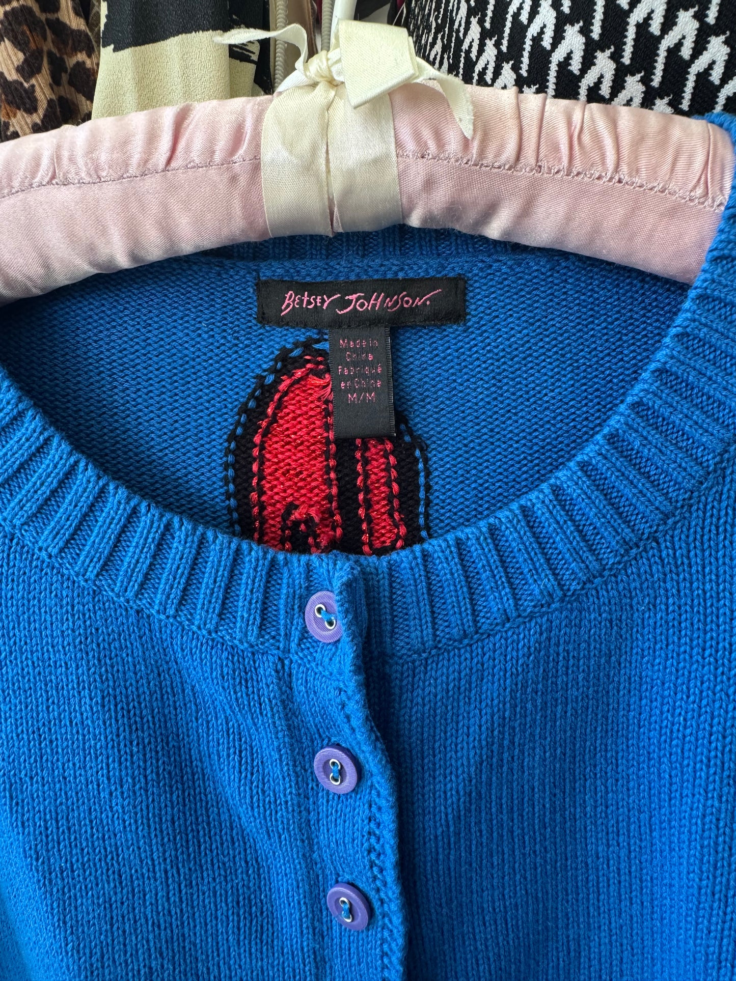 2010 Betsey Johnson Lipstick Cropped Cardigan