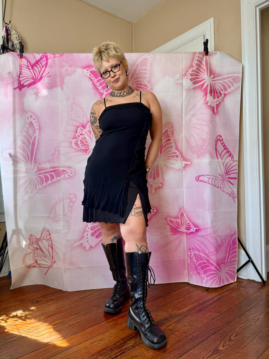 Y2K Betsey Johnson Silk Lettuce Hem Dress