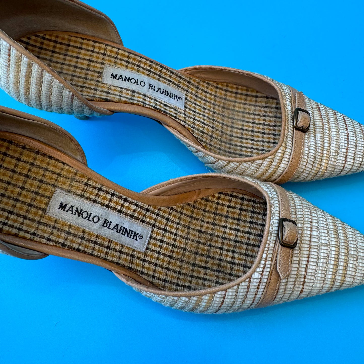 Y2K Manolo Blahnik Woven Kitten Heels