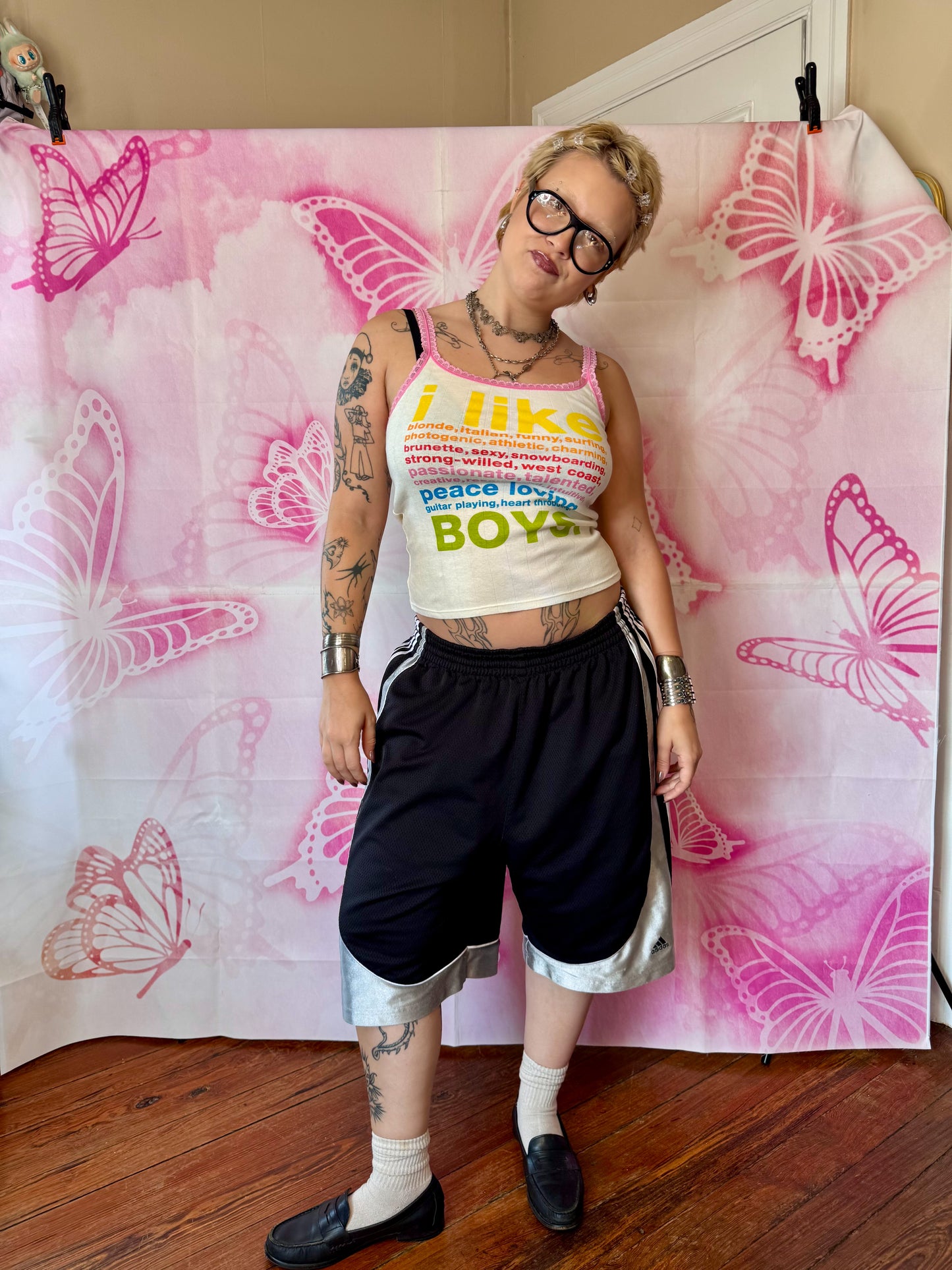 2004 RARE Victoria’s Secret Pink Rainbow Text “i like…” Graphic Tank