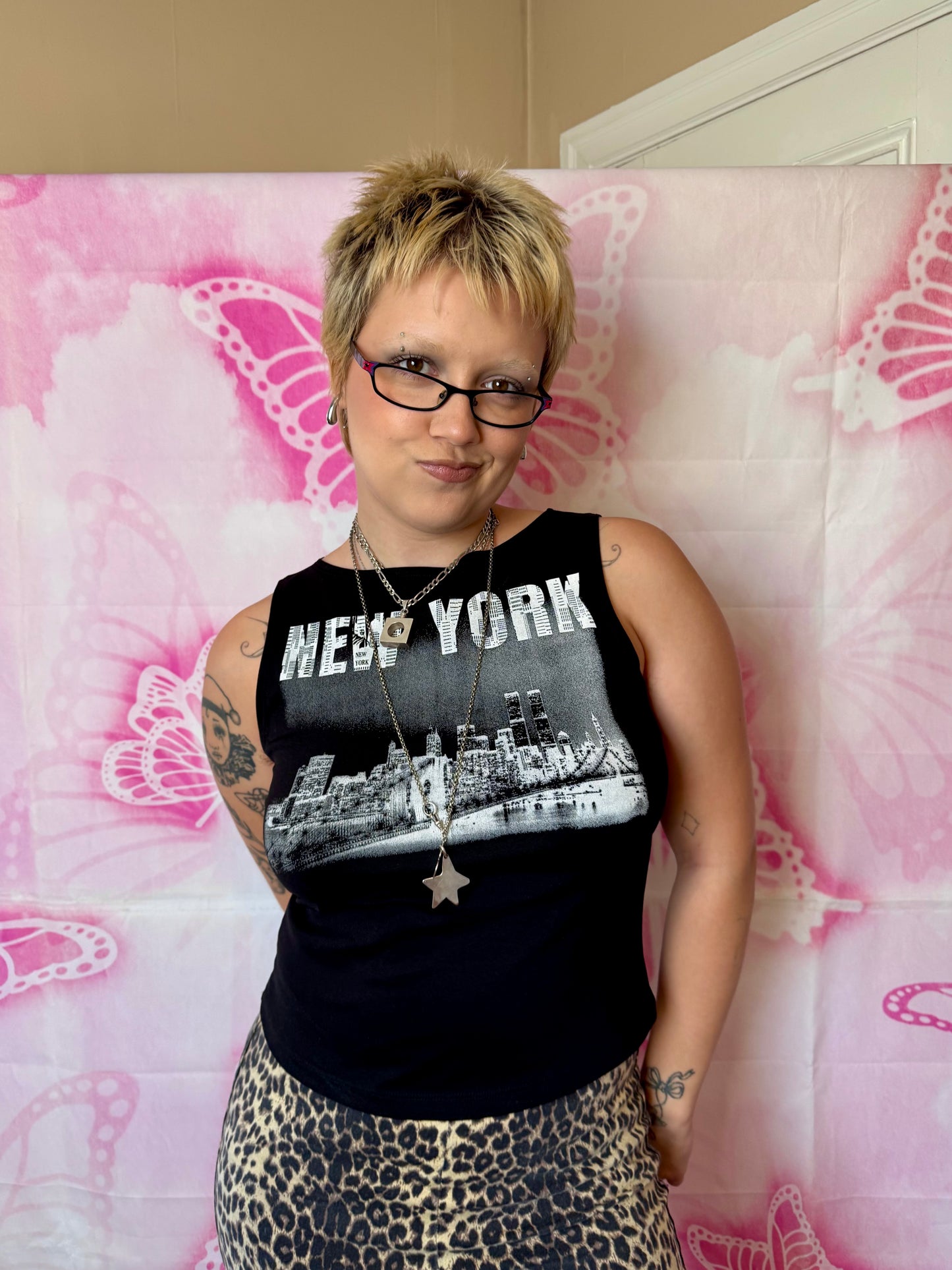90s Graphic NYC Skyline Brooklyn Bridge Tank