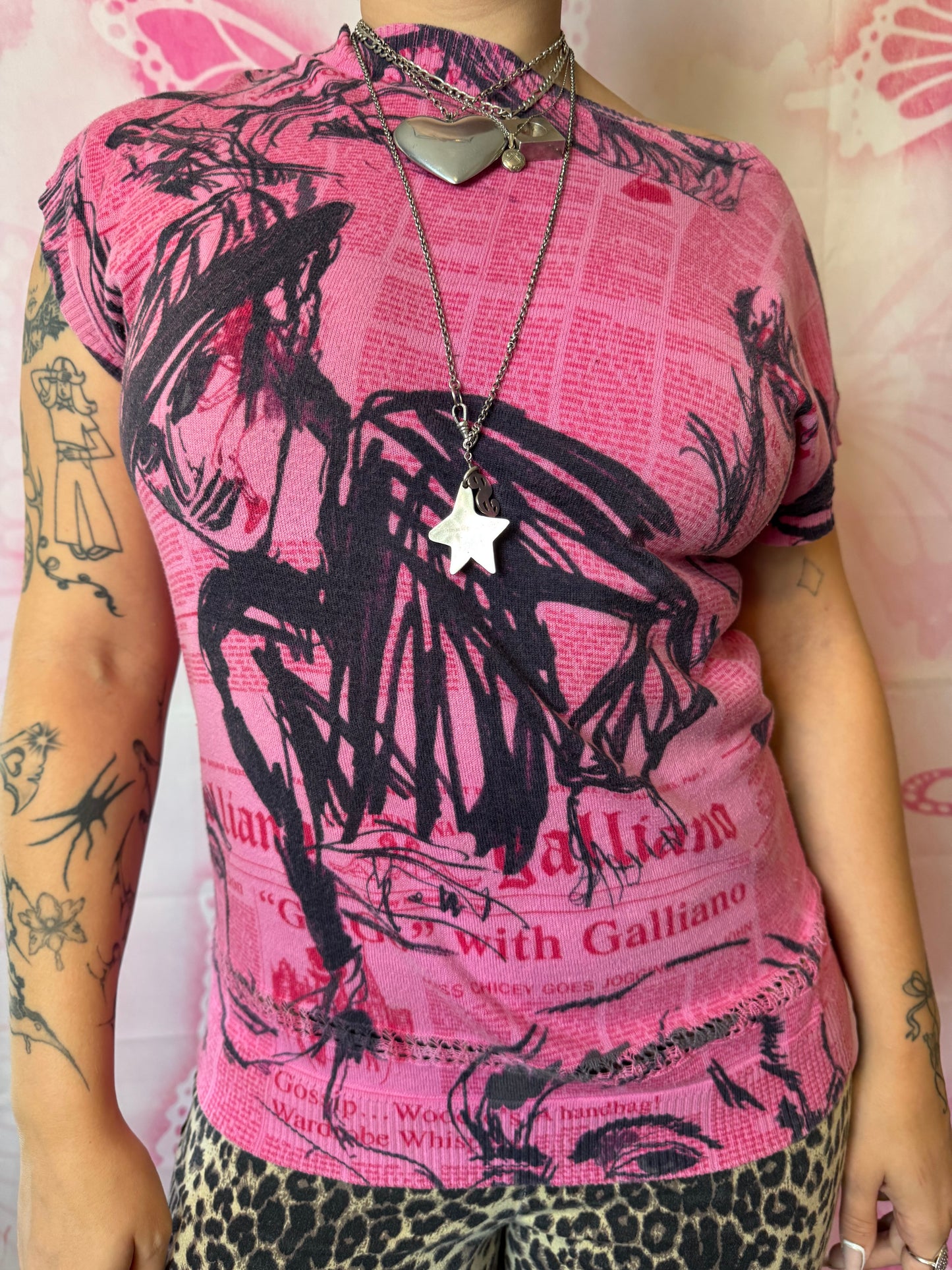 2000 John Galliano Gazette Newspaper Print Sweater