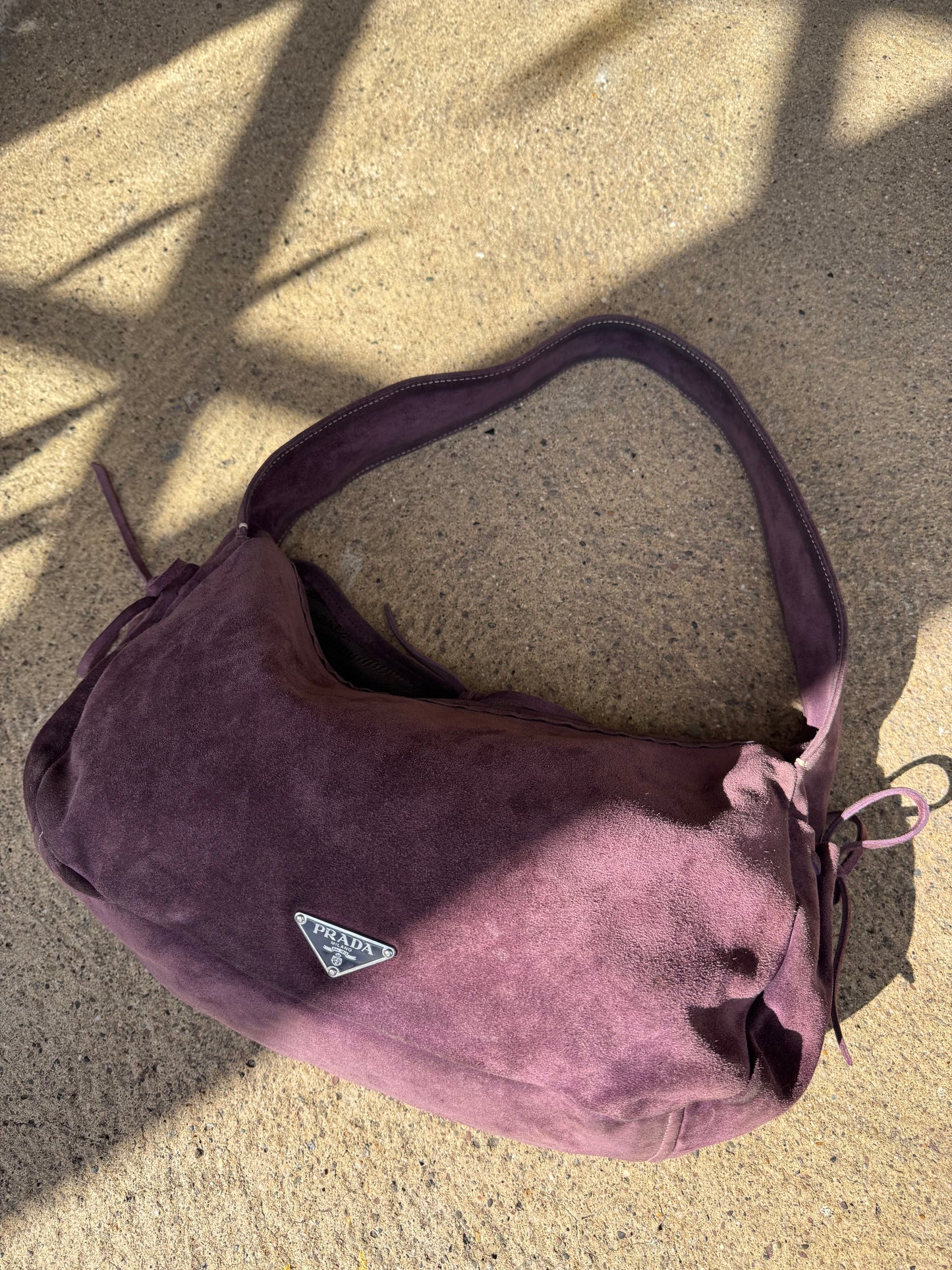 PRADA Purple Suede Shoulder Bag