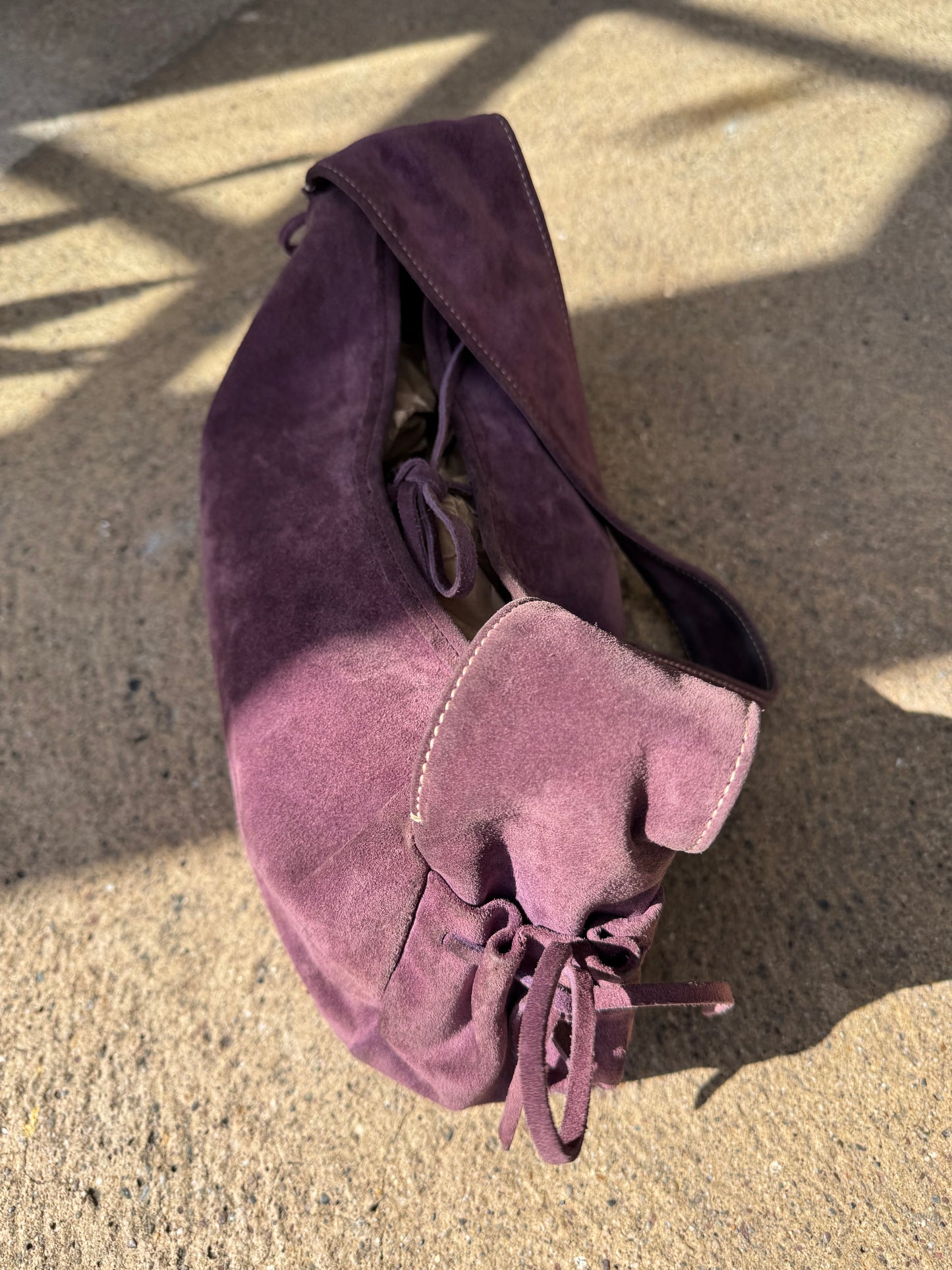 PRADA Purple Suede Shoulder Bag