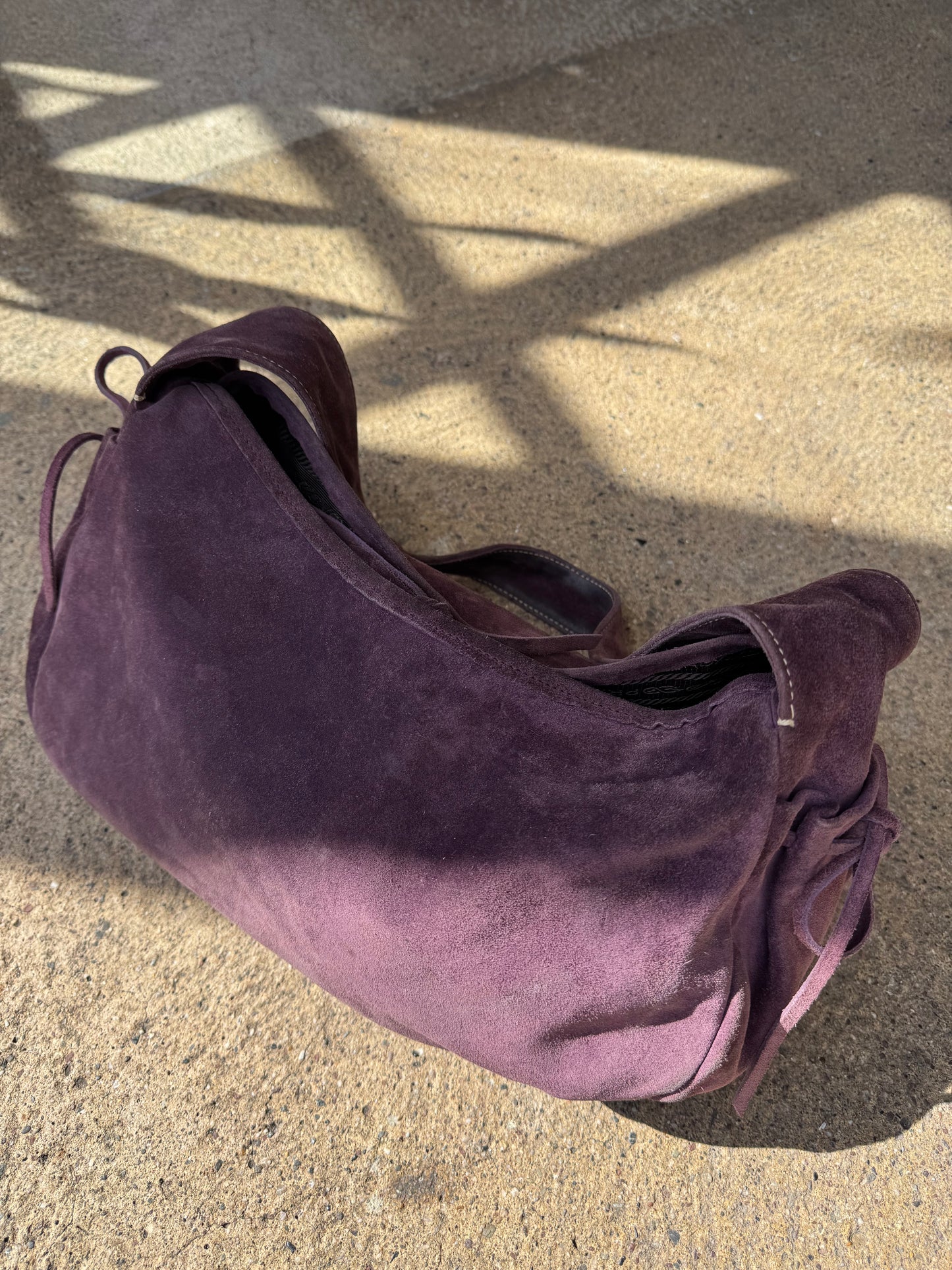 PRADA Purple Suede Shoulder Bag