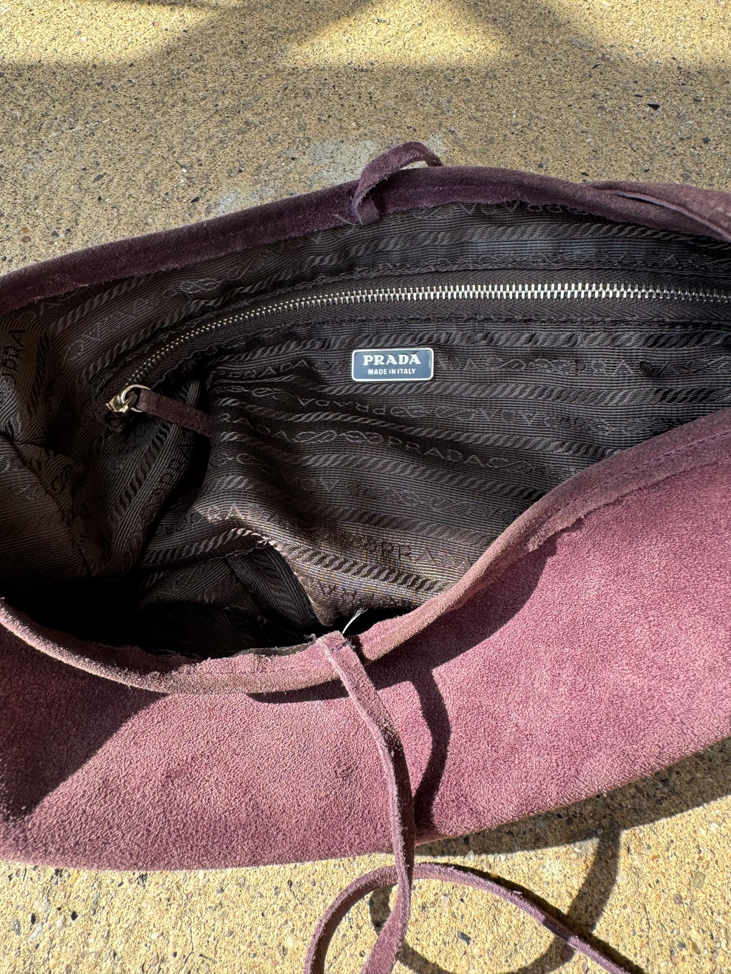 PRADA Purple Suede Shoulder Bag