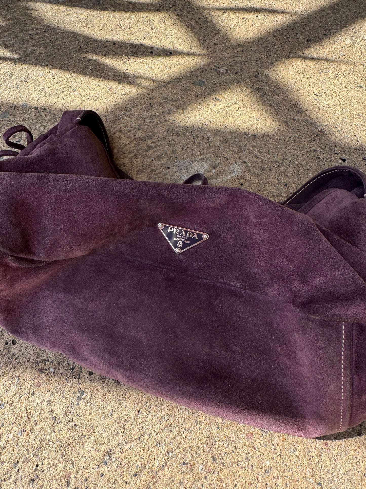 PRADA Purple Suede Shoulder Bag