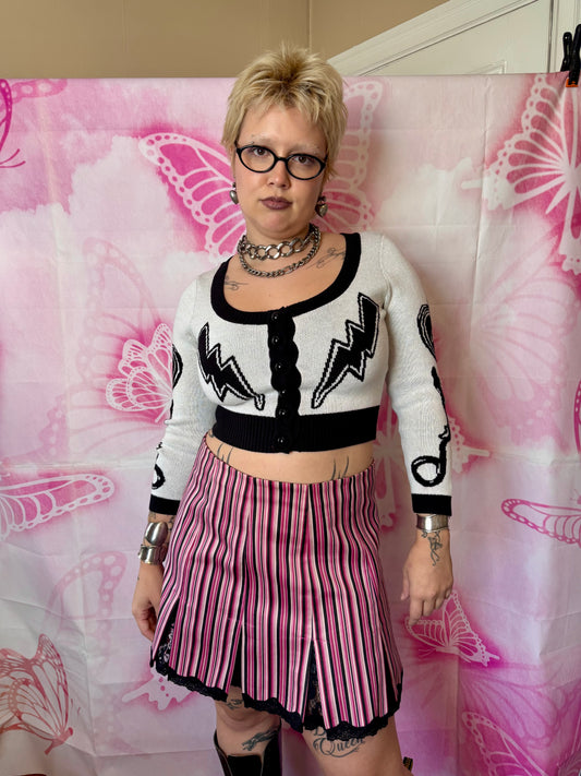 Y2K Betsey Johnson Stripped Mini Skirt