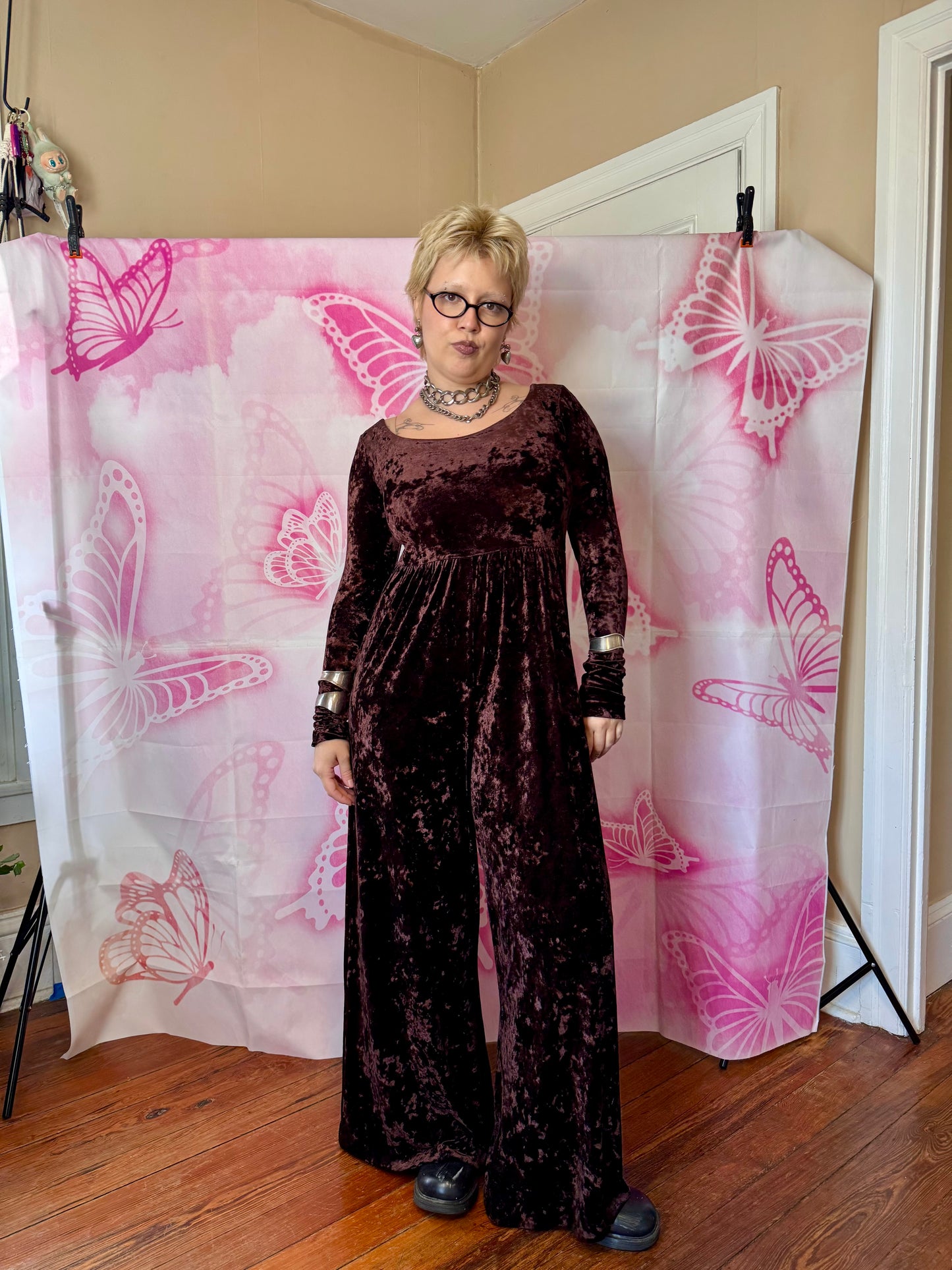 90s Betsey Johnson Velvet Jumpsuit