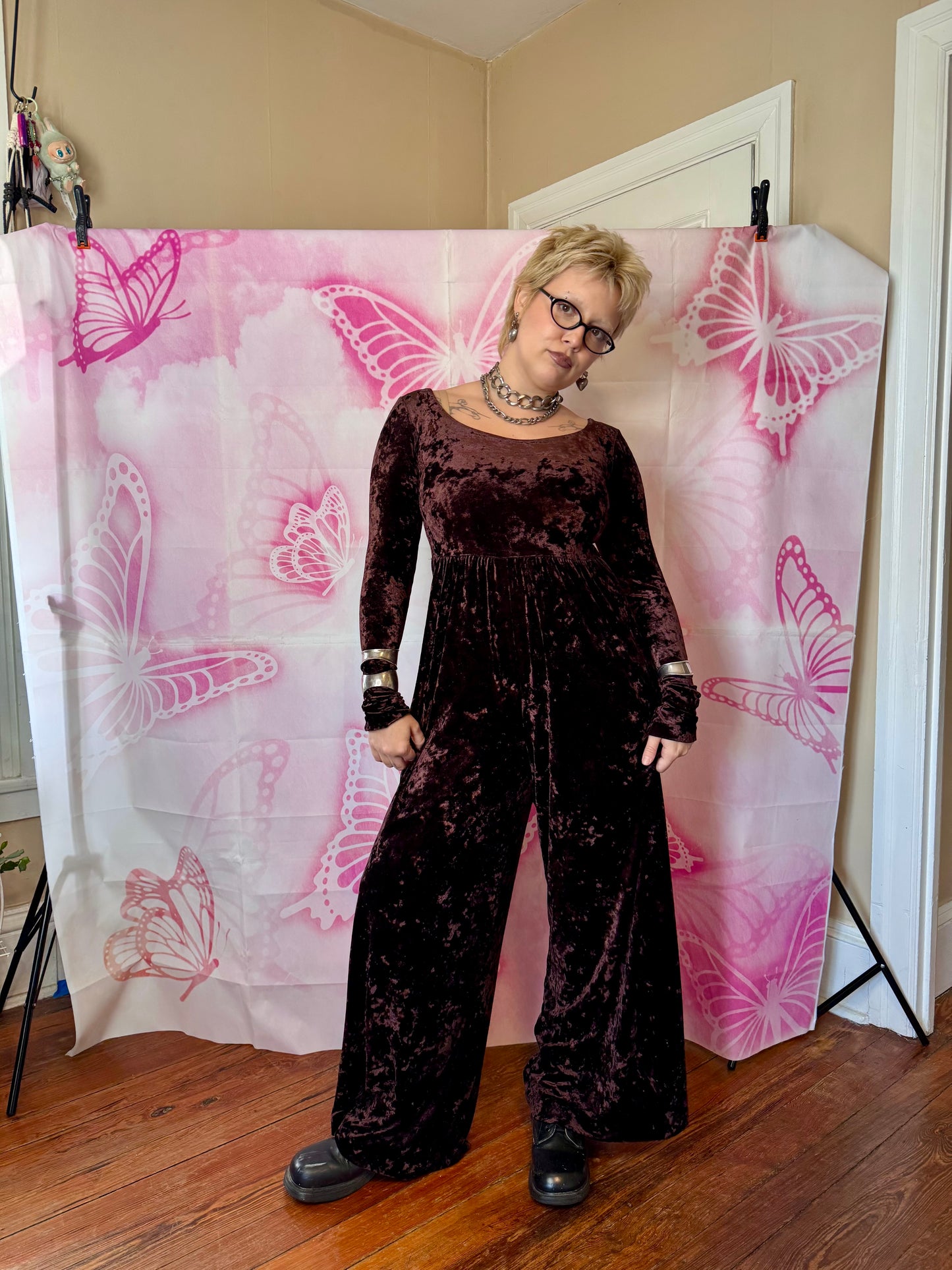 90s Betsey Johnson Velvet Jumpsuit