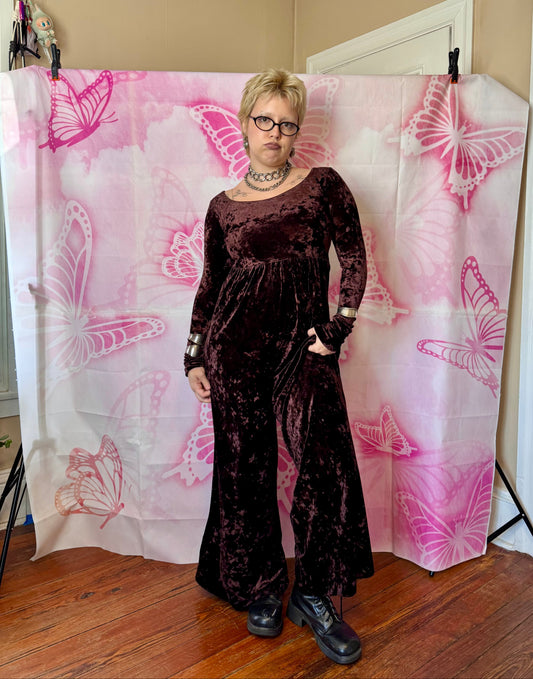 90s Betsey Johnson Velvet Jumpsuit