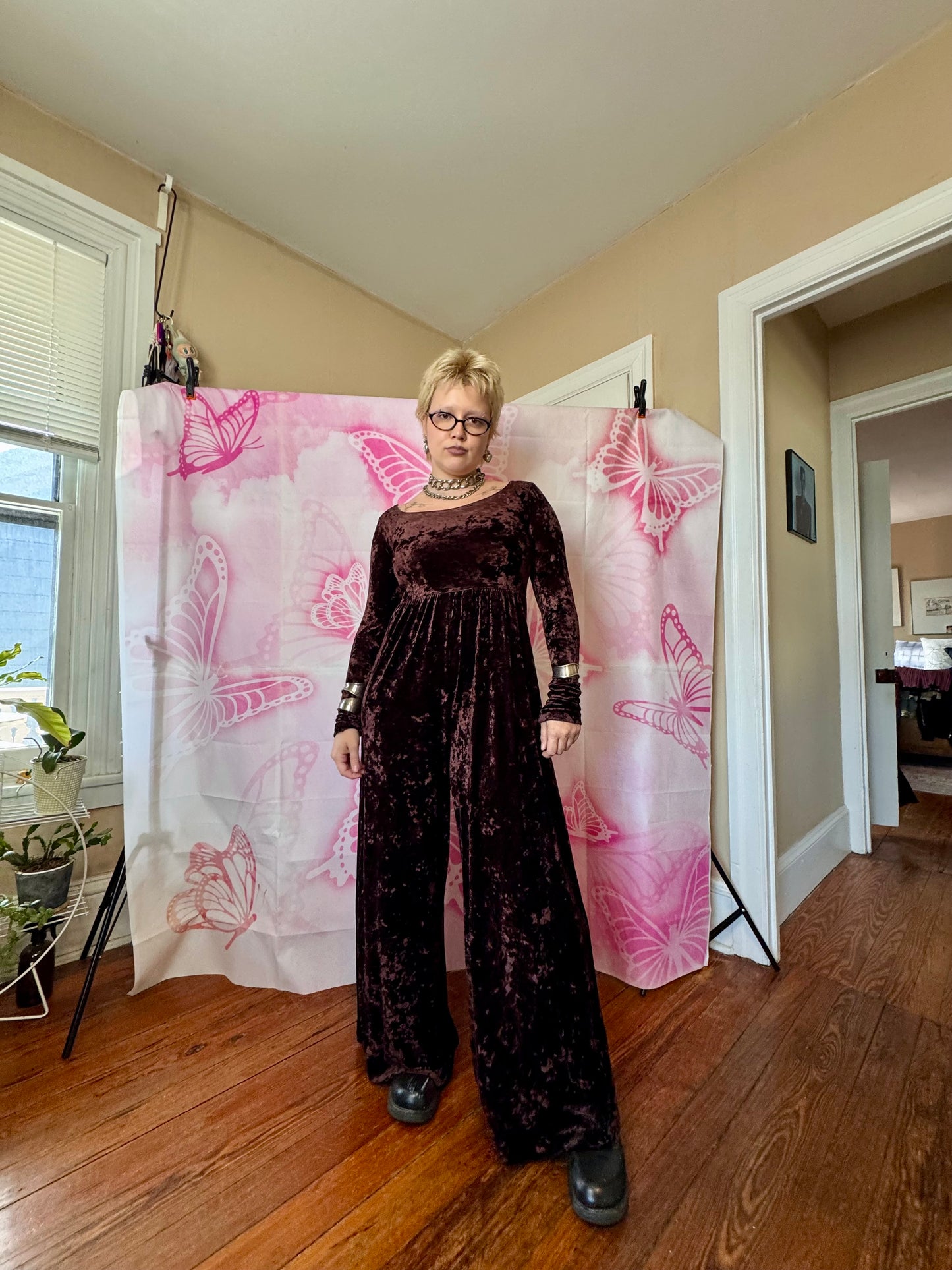 90s Betsey Johnson Velvet Jumpsuit
