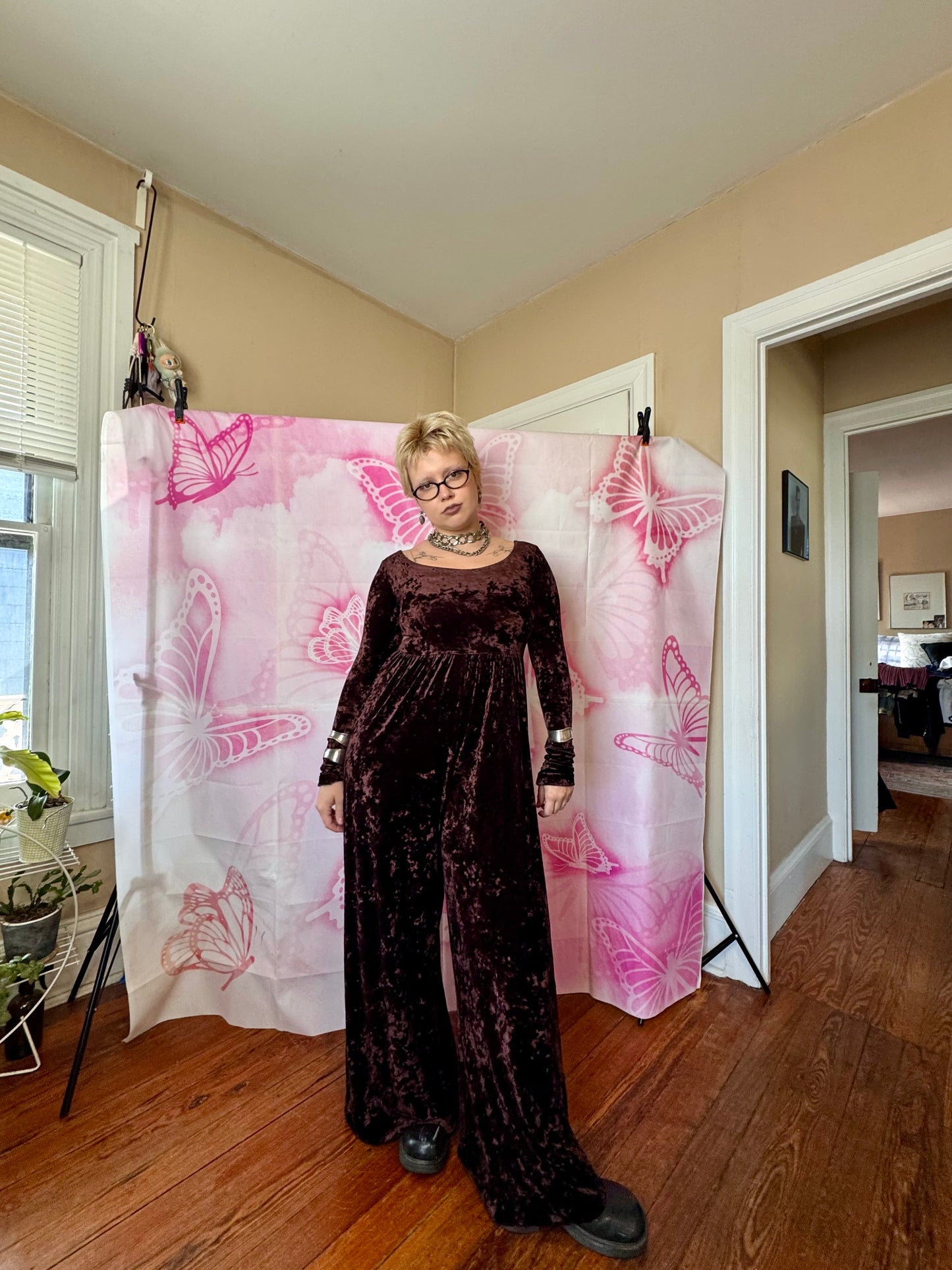 90s Betsey Johnson Velvet Jumpsuit