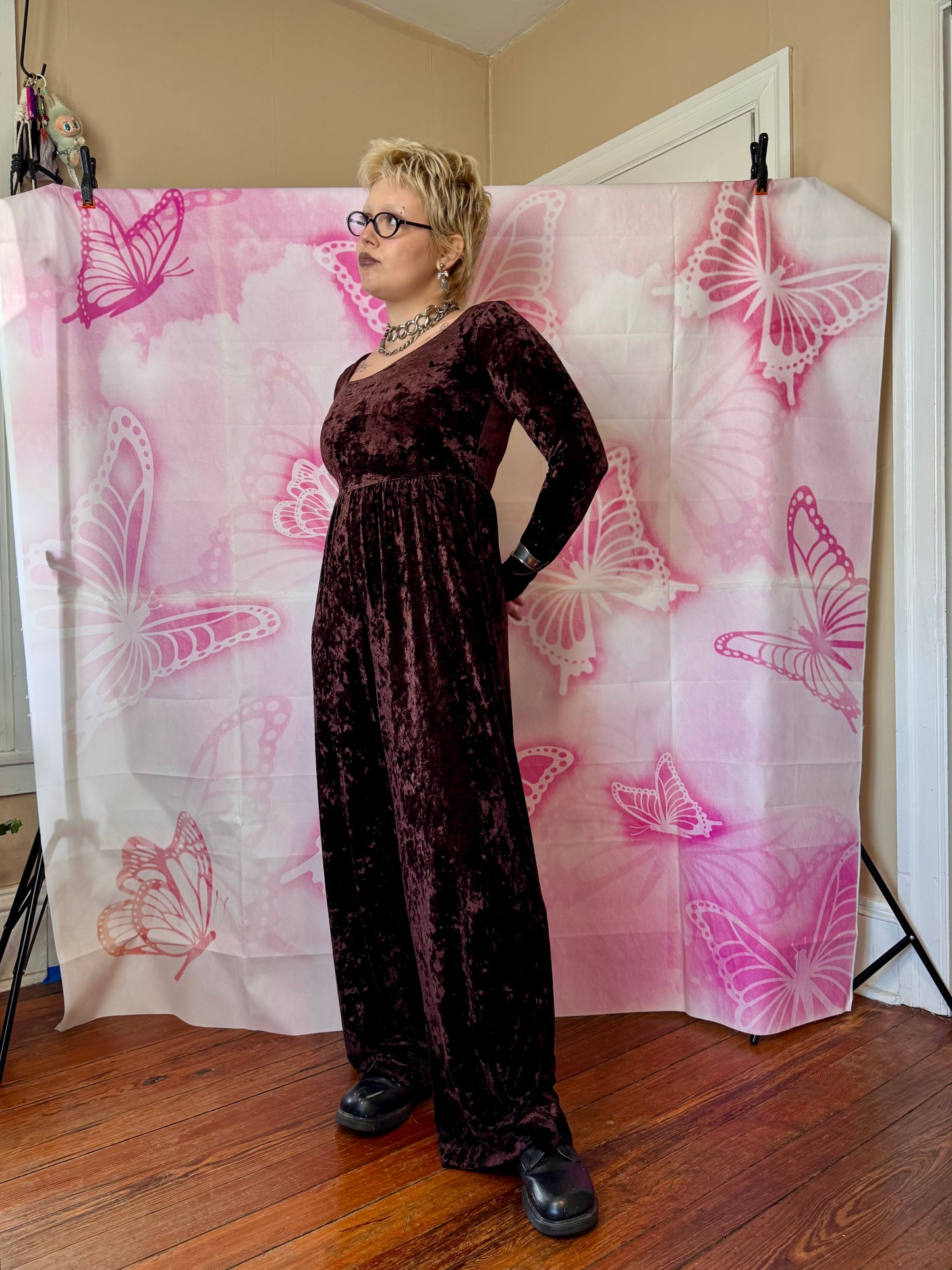 90s Betsey Johnson Velvet Jumpsuit