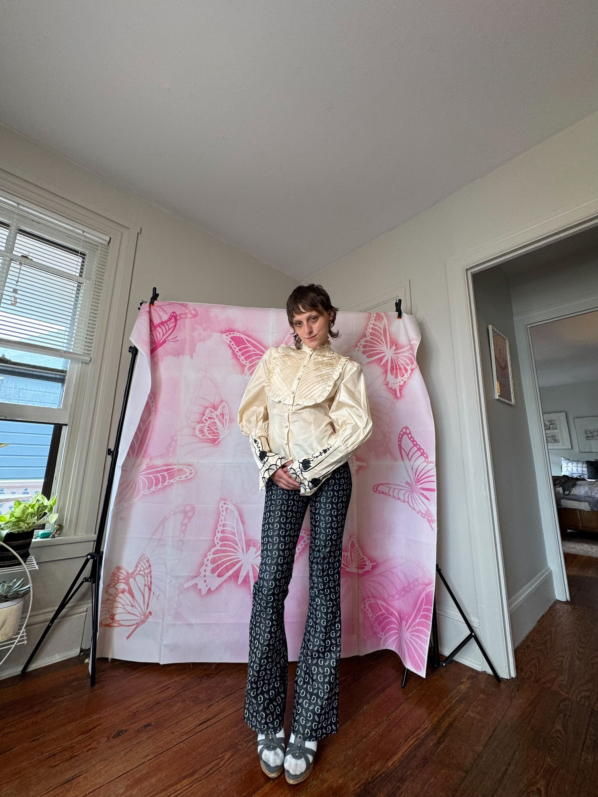 90s Bill Blass New York Edwardian Style Button Blouse