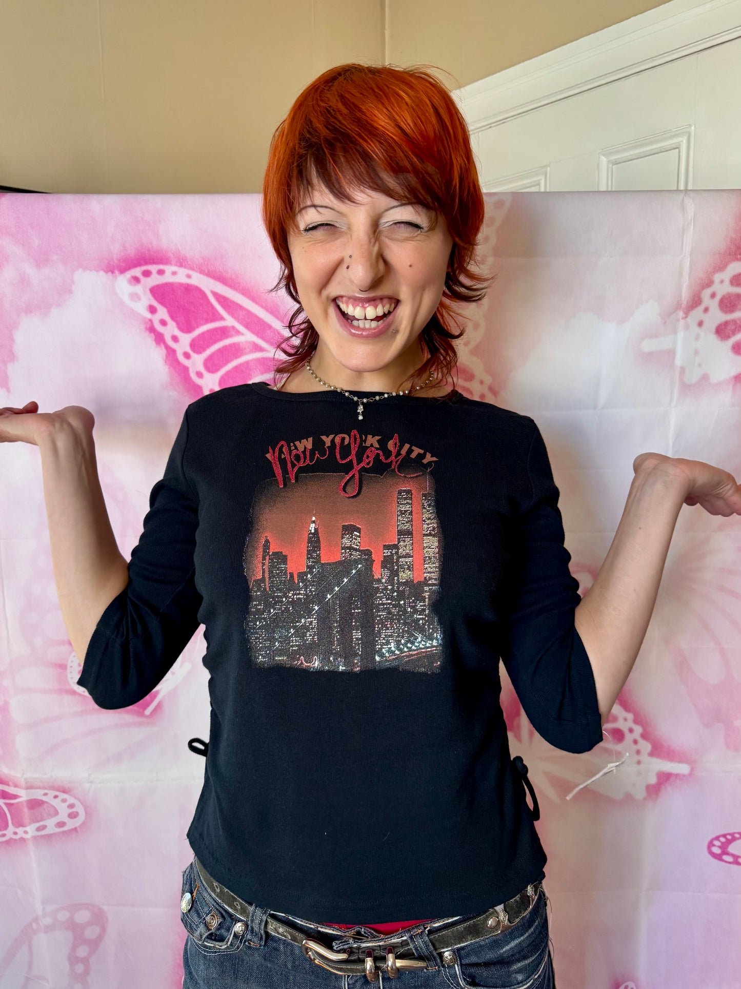 2000 Deadstock NYC Skyline Twin Towers Graphic Longsleeve