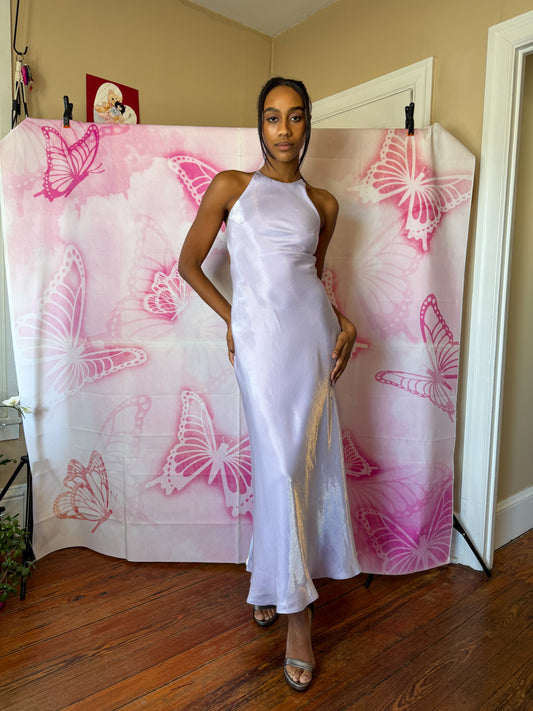 Y2K Lavender Open Back Formal Gown