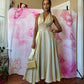 Y2K Lace Bodice Gold Flouncy Gown
