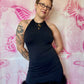 90s Bebe Moda Feather Trim Mini Dress