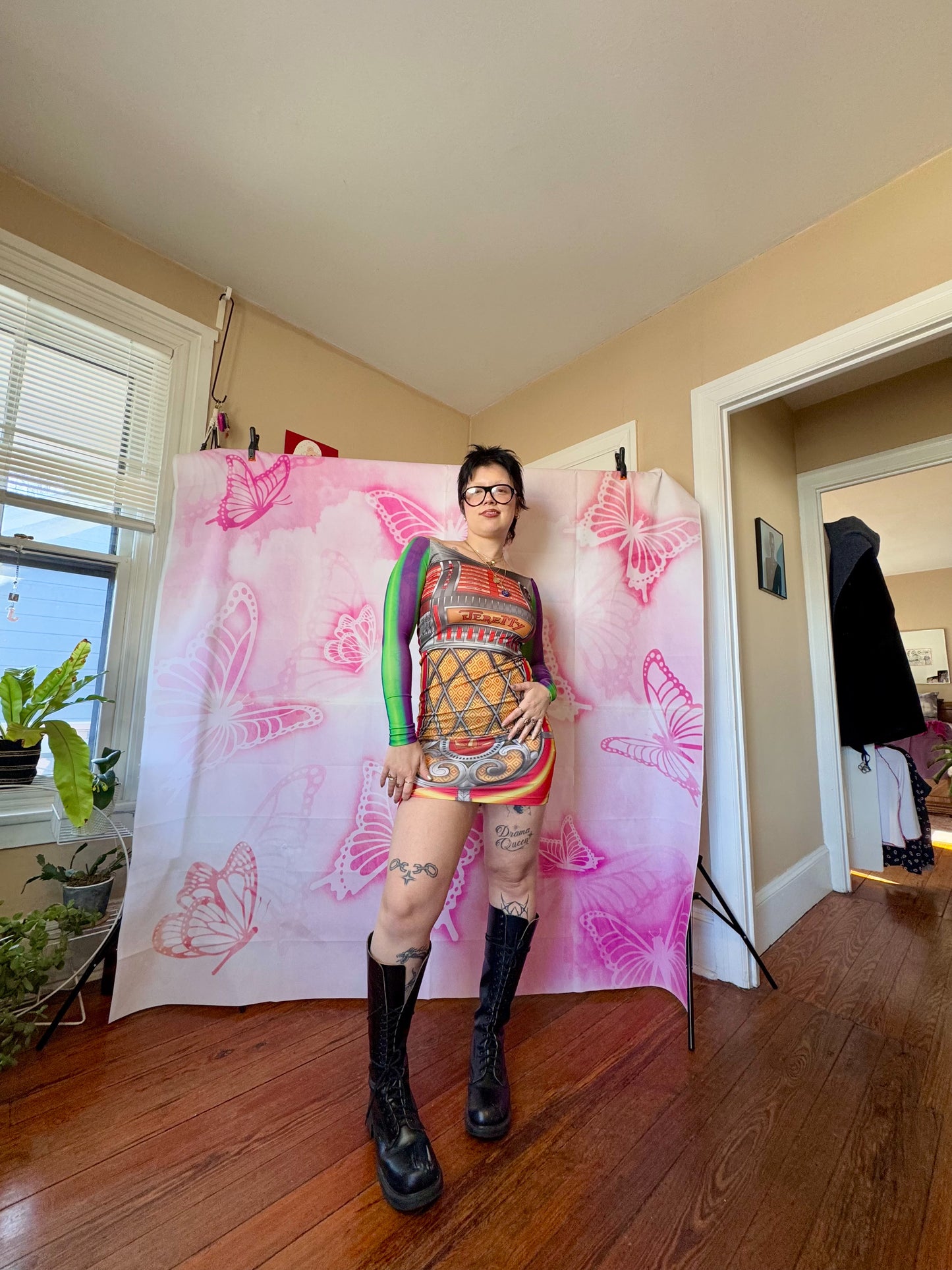 2010s Jeremy Scott for Adidas Jukebox Body-con Dress