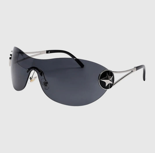 Accity Y2K Large- Frame Sunglasses with Five-Pointed Stars