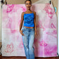 Y2K Deadstock Beadazzled Rose Cami in Blue