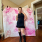 90s Bebe Moda Feather Trim Mini Dress