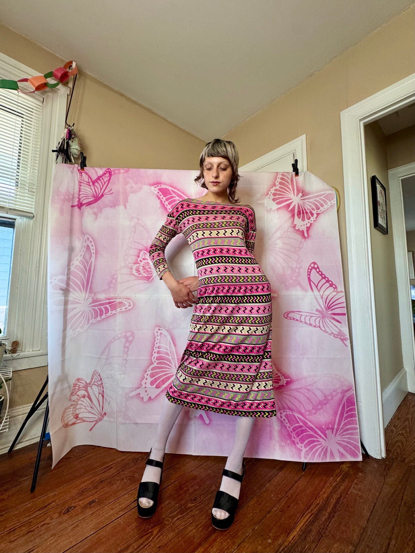 1960s Emilio Pucci Z Print Midi Length Dress