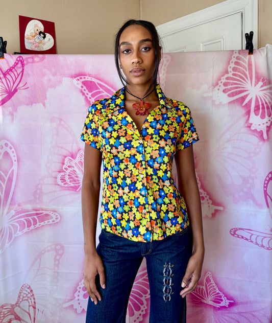 90s Shortsleeve Floral Button Up