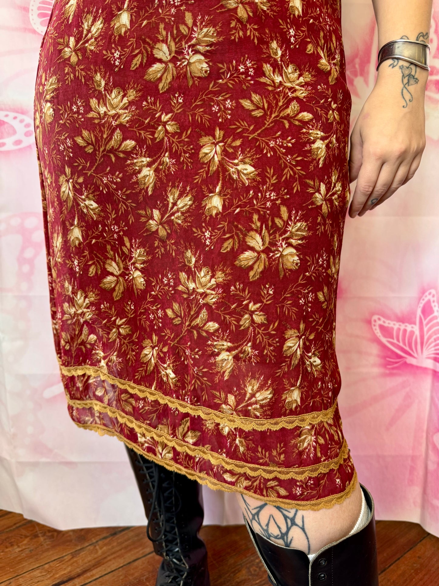 Y2K Betsey Johnson Floral Mesh Skirt