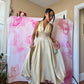 Y2K Lace Bodice Gold Flouncy Gown
