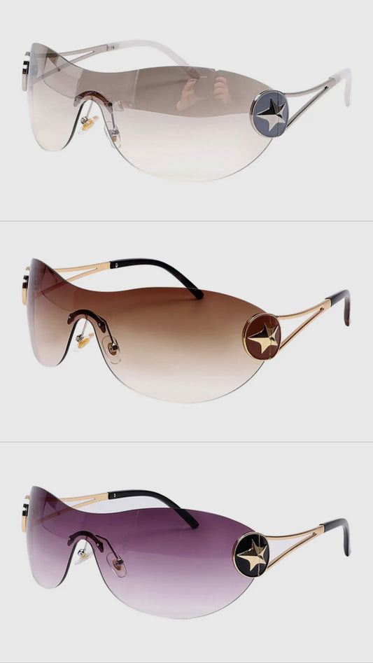Y2K Large- Frame Sunglasses with Five-Pointed Stars