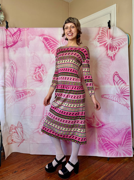 1960s Emilio Pucci Z Print Midi Length Dress