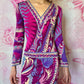 1960s Emilio Pucci Art Nouveau Purple Print Drop Waist Maxi Dress