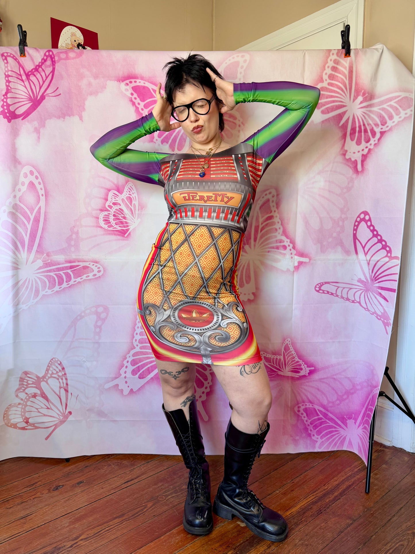 2010s Jeremy Scott for Adidas Jukebox Body-con Dress