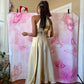 Y2K Lace Bodice Gold Flouncy Gown