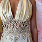 Y2K Lace Bodice Gold Flouncy Gown
